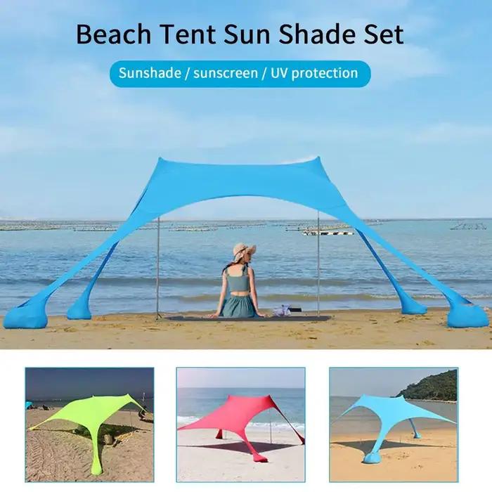 Auvent de plage familial ultraléger, tente pare-soleil avec sac de sable, auvent portable UPF50 + UV