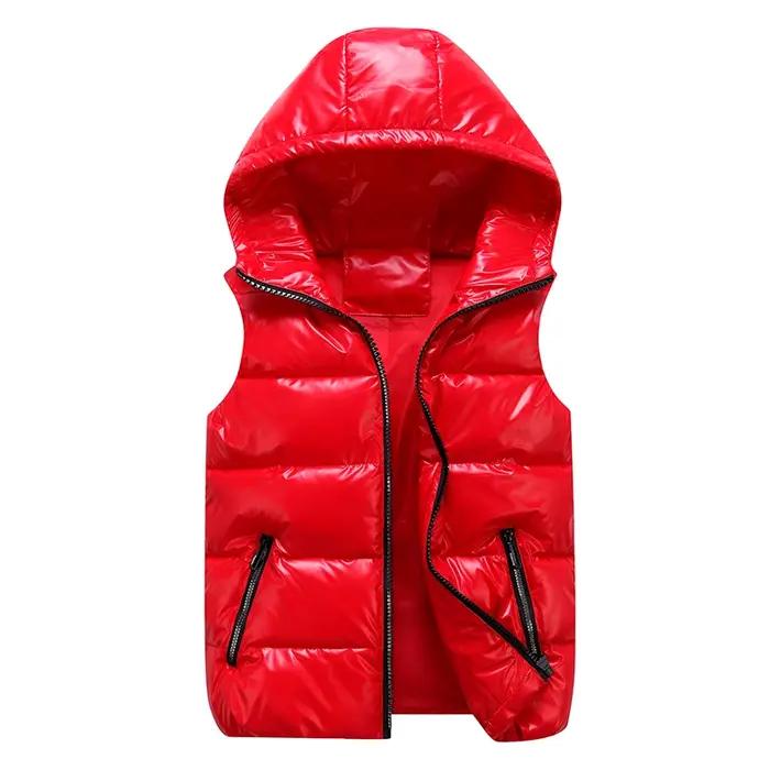 Gilet à capuche classique homme/femme/enfant hiver à capuche gilet en coton brillant gilet décontrac