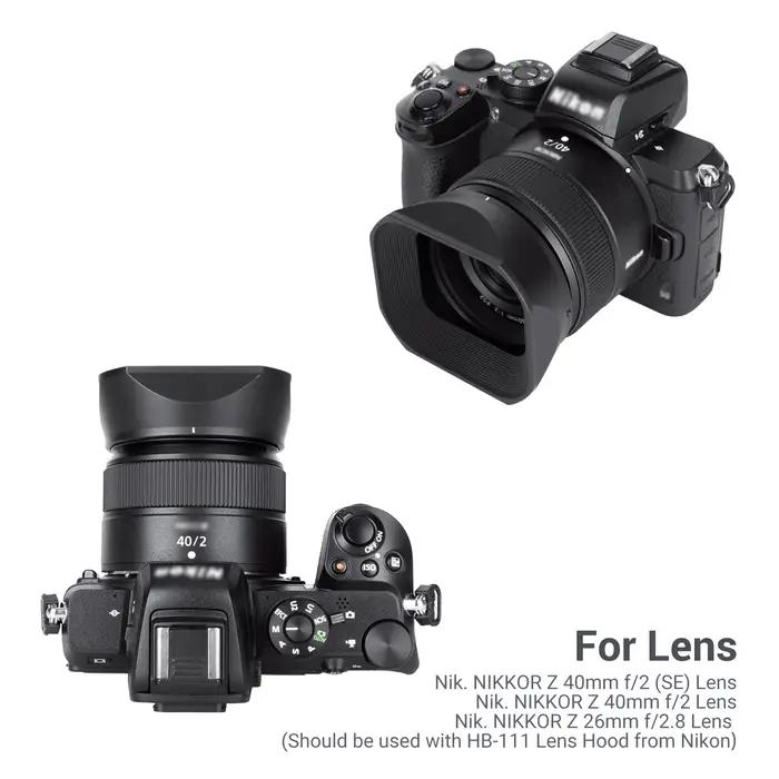 JJC-Pare-soleil carré pour Nikon Z, 40mm, f/2 (SE), Nikon NIKKOR Z 26mmf/2.8, compatible avec ZF Z5