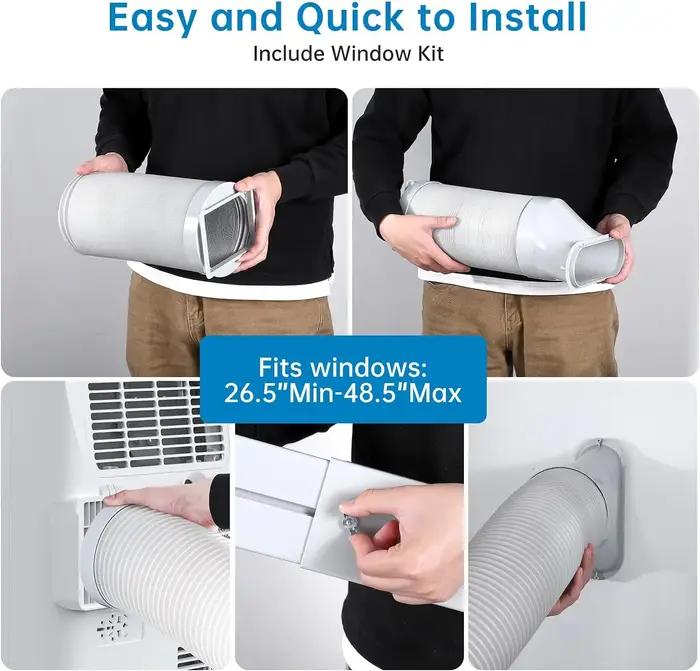 Climatiseur portable 14,000 BaryPortable avec télécommande, blanc pour les pièces jusqu'à 430 Sq. Fé