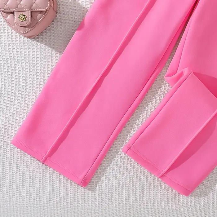 Ensemble de vêtements chauds pour enfants, couleur unie, imprimé cœur, haut et pantalon, sport décon