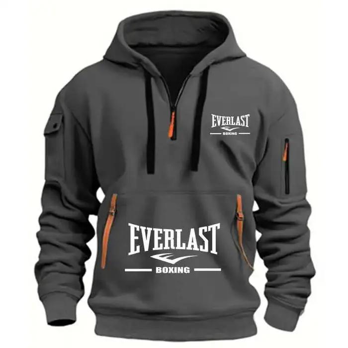 Sweat à capuche décontracté pour hommes, multi-poches, sport, manches longues, imprimé, chaud, demi-