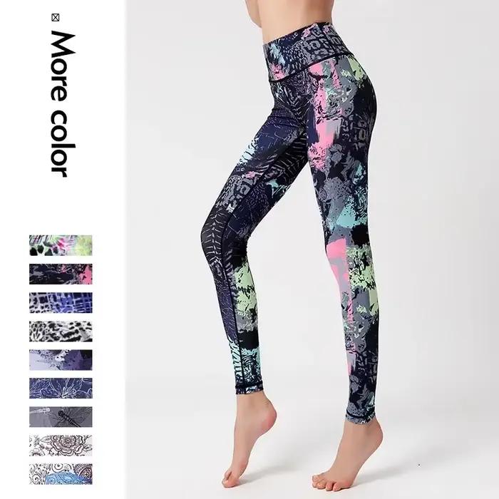 Pantalon de Yoga pour femmes, Leggings de sport, taille haute, à fleurs, collants Push Up, entraîneu