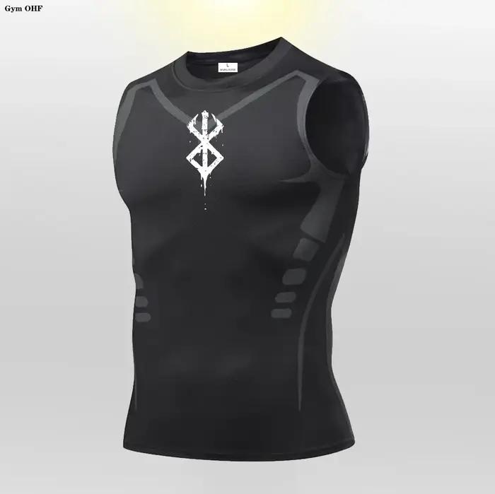 Anime Compression chemise hommes débardeur de gymnastique vêtements de Fitness musculaire Sport sans