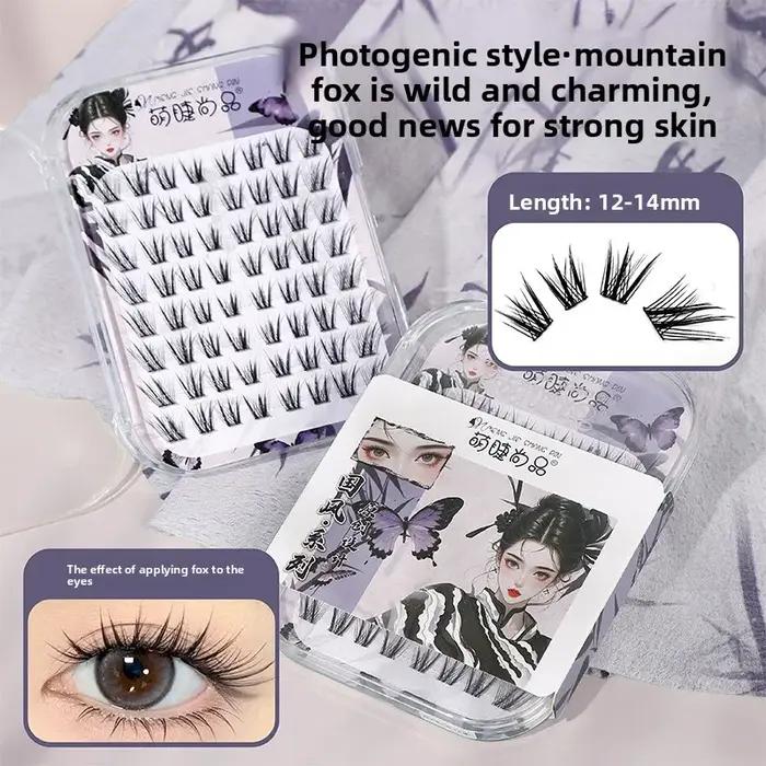 Faux-cils auto-adhésifs sans colle, naturels, volumineux, moelleux, ailés, Style renard, chinois, po