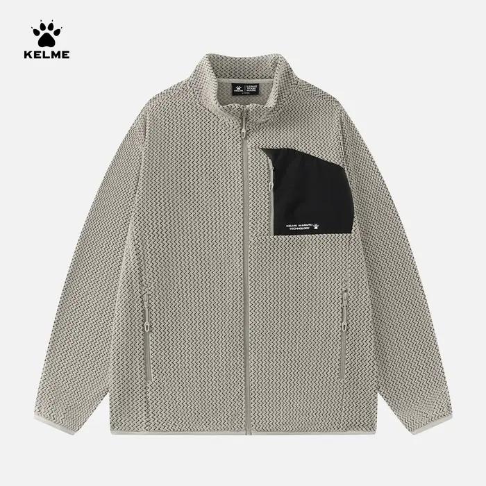 Veste de sport en polaire Kelme, cardigan d'hiver, veste tricotée à col montant, coupe-vent et chaud