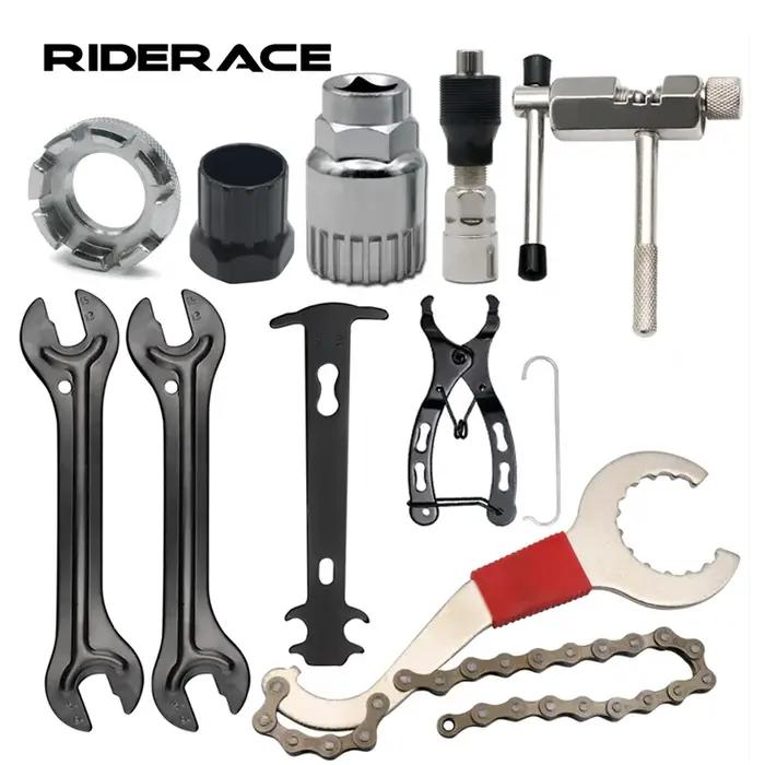 Kit d'outils de réparation de vélo déchaîneur extracteur de manivelle règle de mesure chaîne VTT outil démontage pignon réparation cyclismeextérieur
