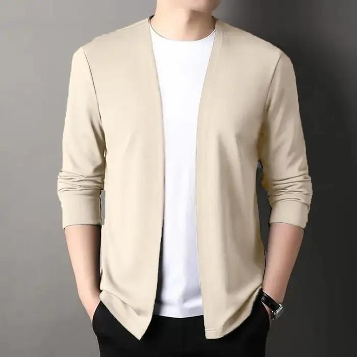 Nouveau Cardigan ajusté pour hommes, vêtements d'extérieur fins de printemps et d'automne, manches l