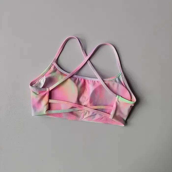 Soutien-gorge de Fitness de couleur unie pour femmes, dos croisé doux, haut de Sport avec coussinet