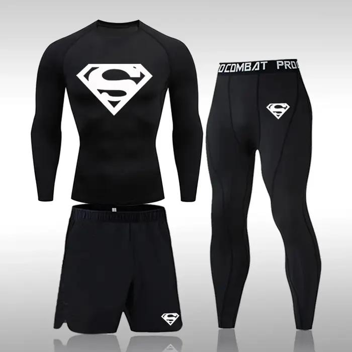 Ensemble compression MMA homme rashguard survêtement musculation vêtements sport trempés