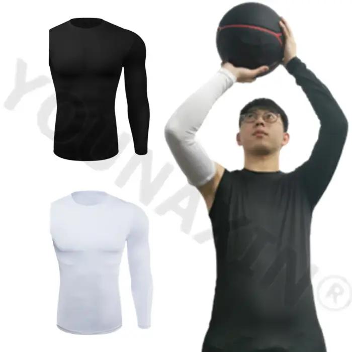 T-shirt de sport à manches longues pour hommes, couche de Base de basket-ball, serré, Fitness, haut