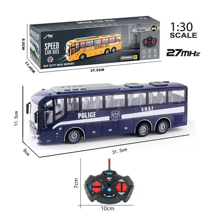 Bus électrique télécommandé 1/30 Rc, voiture avec Tour léger, modèle de ville scolaire 27Mhz, Machin