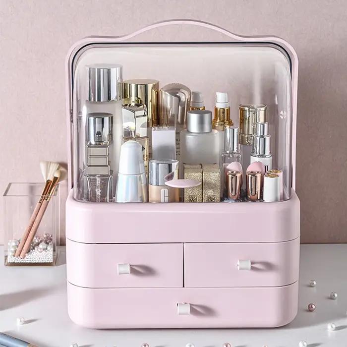 Boîte de réception de cosmétiques, 1 pièce, organisateur de maquillage de bureau anti-poussière avec