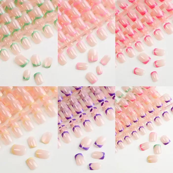 120/240 pièces français court carré faux ongles 12 tailles couverture complète presse sur ongles bri