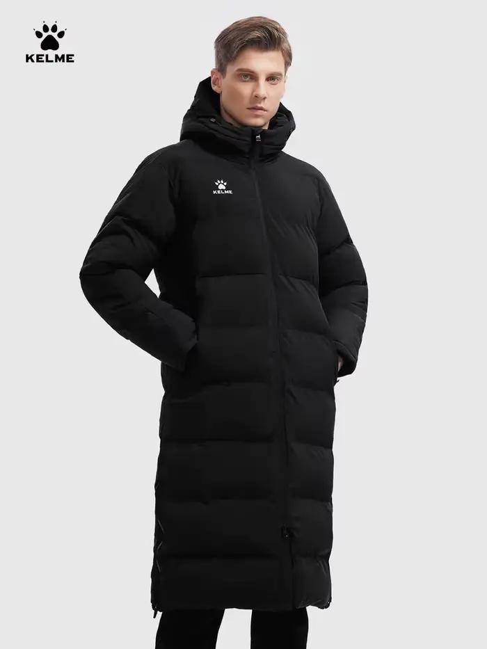 KELME hommes veste d'hiver longue entraînement sportif manteau à capuche vêtements d'extérieur chaud