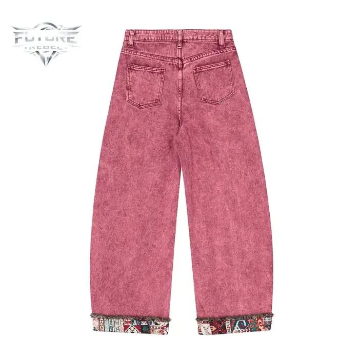 Nouveau Jean Rétro Noir Patchwork Coupe Large Unisexe Y2K, Pantalon en Denim Ample Style Hip Hop Déc