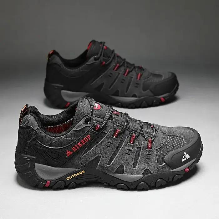 Chaussures randonnée homme HIKEUP cuir suédé - Baskets trekking résistantes à l'usure pour marche et chasse