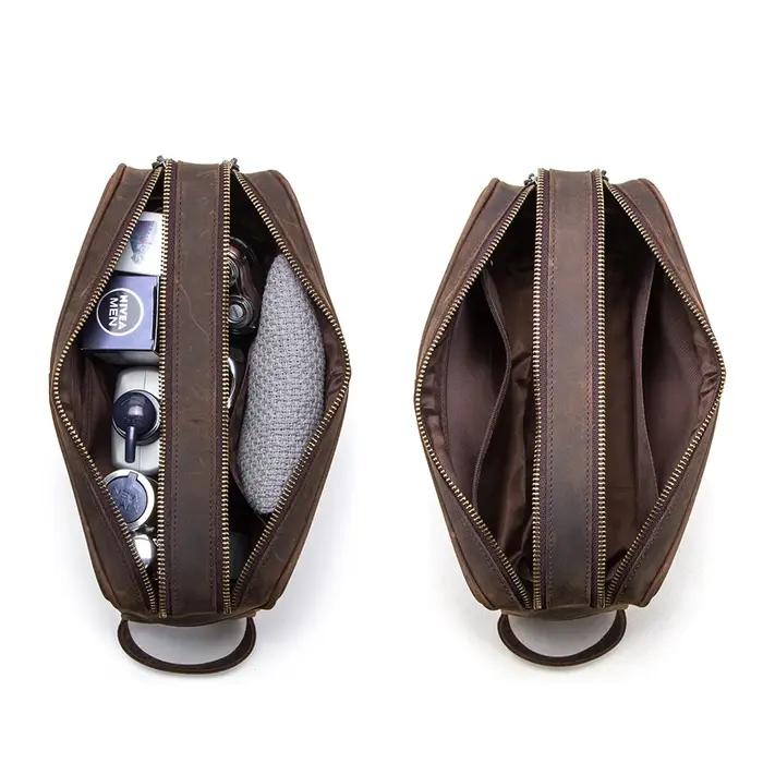 CONTACT'S-Trousse de toilette en cuir véritable pour homme, trousses de toilette vintage, trousses d