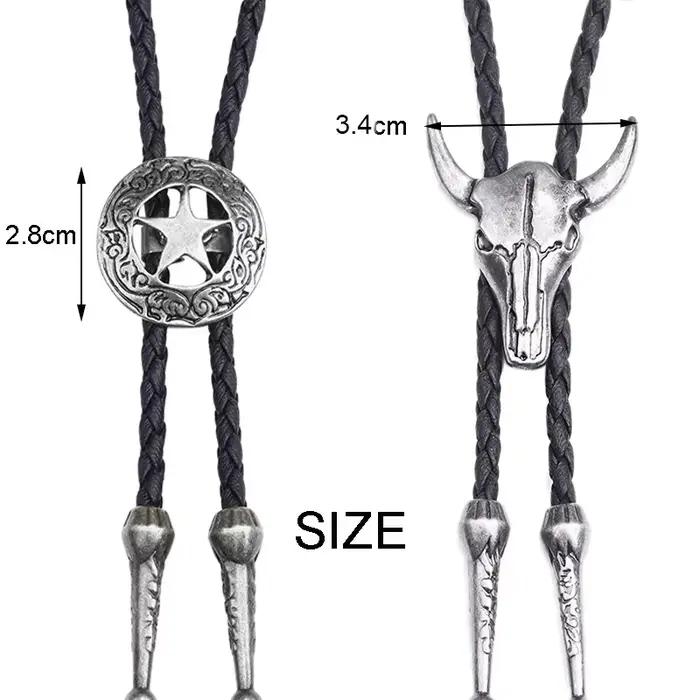 Tête de taureau réglable cinq étoiles Cowboy occidental Bolo cravate Rodeo danse cravate Faux cuir p