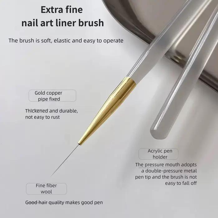 Ensemble de pinceaux professionnels pour Nail Art, 5 pièces, pinceaux à ongles à lignes fines, pince
