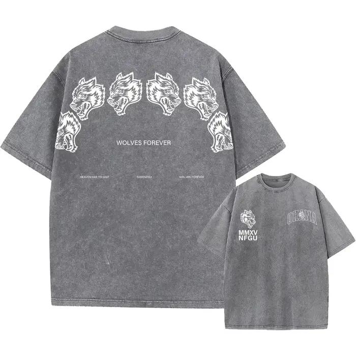 Hommes Harajuku décontracté coton à manches courtes lavé T-Shirt Vintage imprimé rue Hip Hop rétro P