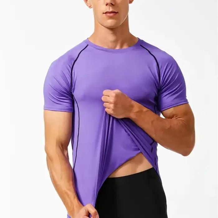 T-Shirt homme course Sport T-Shirt hommes haut de Compression T-Shirt Fitness séchage rapide serré e
