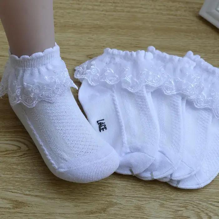10 paires/lot bébé filles enfants chaussettes dentelle à volants princesse maille enfants cheville c