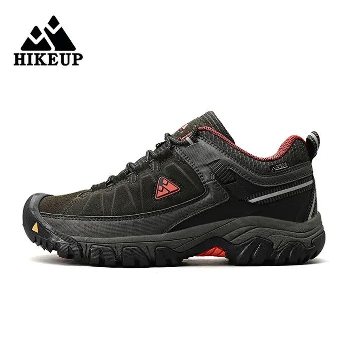 Chaussures de randonnée homme HIKEUP en cuir durable - Baskets marche plein air semelle caoutchouc