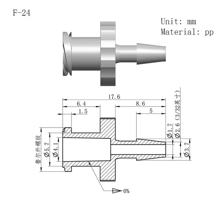 Adaptateur Luer Lock PP, Valve d'air en plastique, distribution de tuyau de colle, sous-emballage, c