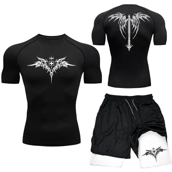 Nouveau MMA boxe Compression ensemble vêtements de Sport pour hommes séchage rapide Shorts de Sport