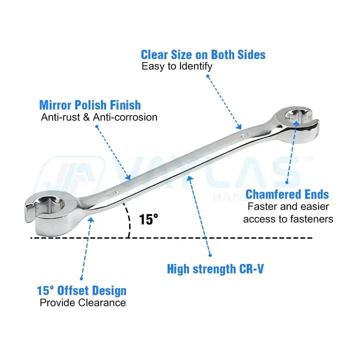 Jeu de clés à écrou évasé pour tuyau d'huile, 6-22mm, multi-outils, polissage complet, couple élevé,