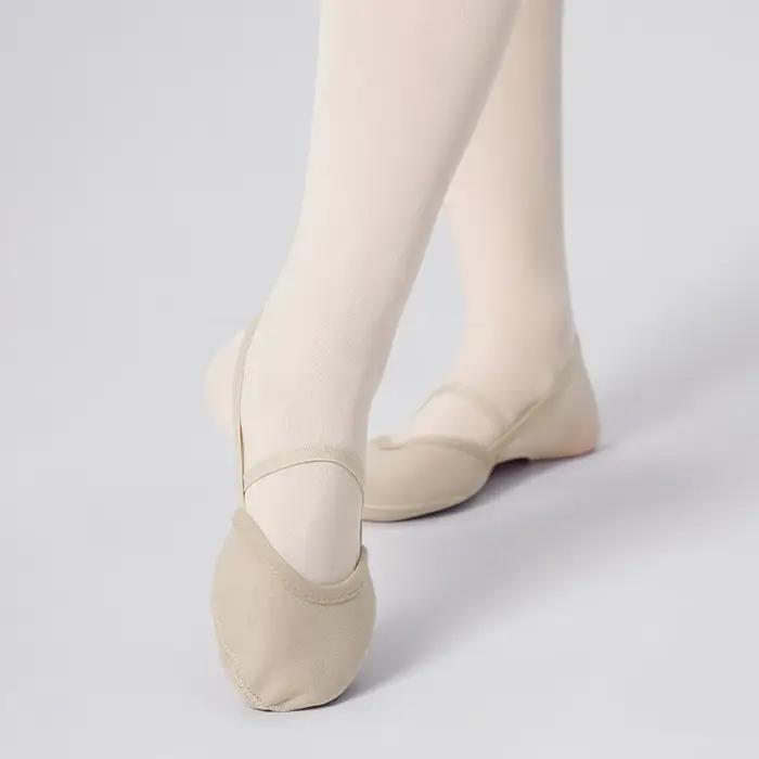 Chaussures gymnastique artistique femme demi-pied daim semelle plate ballet abrasion