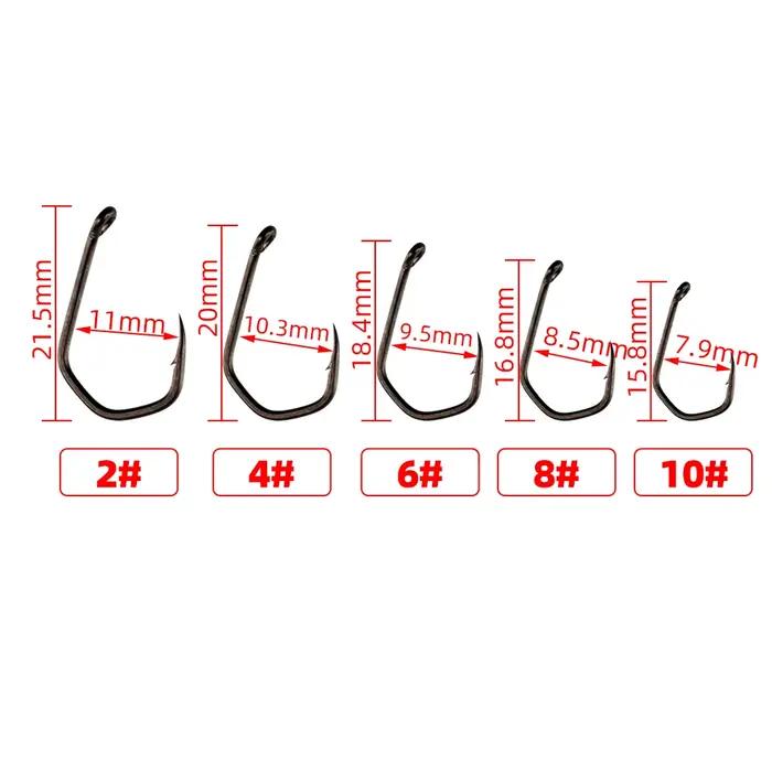 Hirisi 15 pièces PTFE enduit hameçon en acier à haute teneur en carbone Micro barbelé avec oeil carp