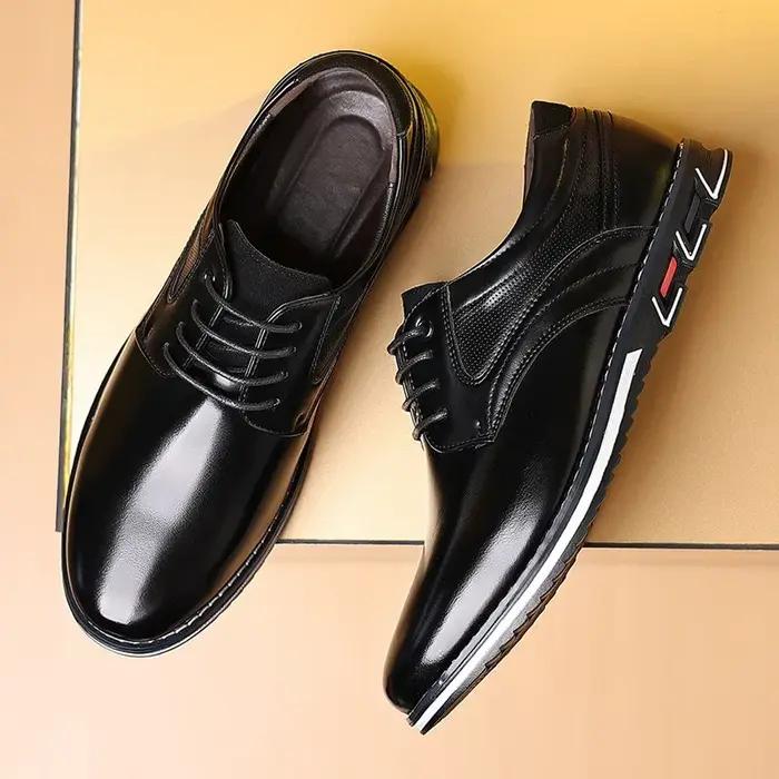 Chaussures à bande élastique pour hommes, chaussures décontractées de marque, en cuir, souples et pl