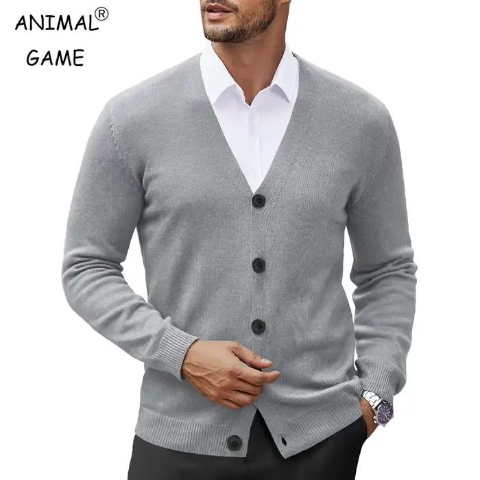Nouveaux hommes col en V Cardigan Sweatcoats décontracté léger boutonné tricoté Cardigan pull en ple