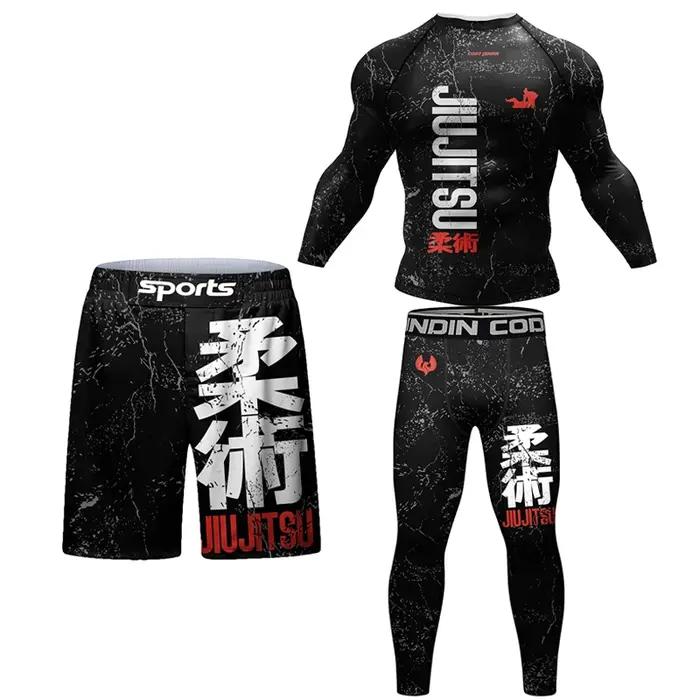 Nouveau Kimono Jiu Jitsu Rashguard pour hommes Mma T-shirt + pantalon 4 pièces/ensemble Muay thai Sh