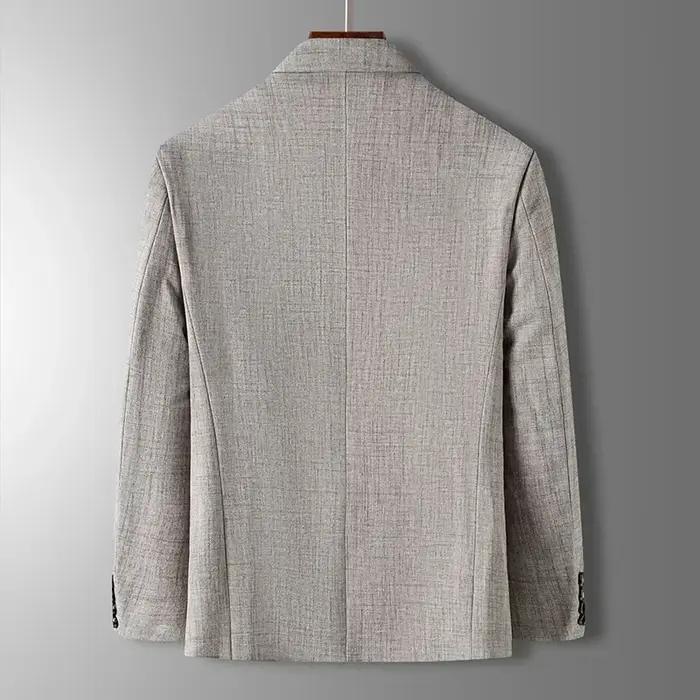 Blazer Homme Printemps-Automne de Luxe à Carreaux Jacquard – Veste Décontractée Gris Bleu Beige Coup