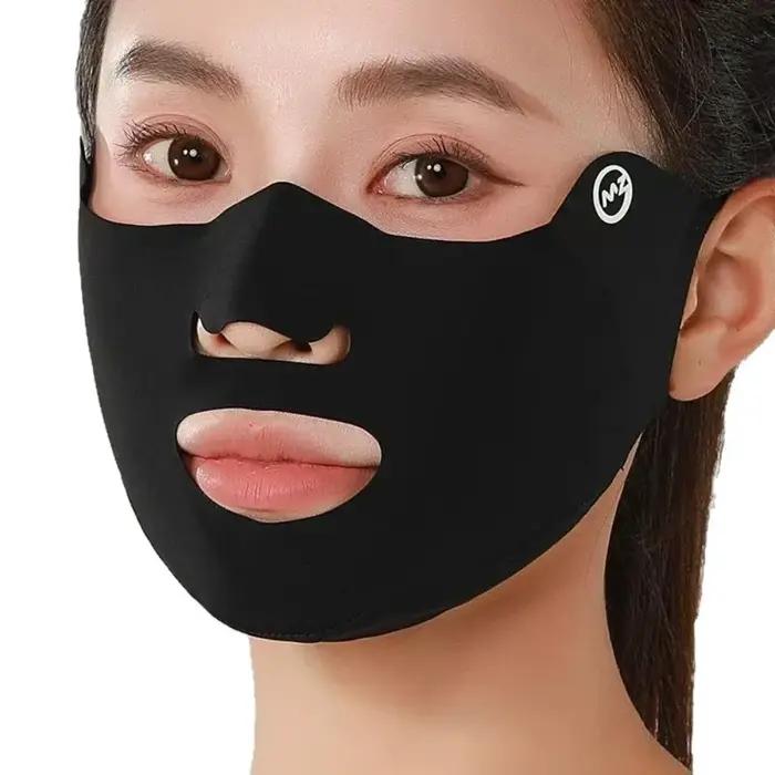 Nouveau masque respirant en soie glacée, masque de protection solaire Anti-poussière lavable, masque