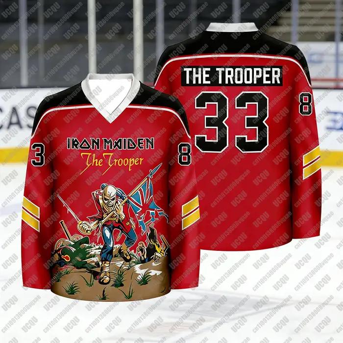 Maillot de hockey pour homme style Heavy Metal, inspiré d'Eddie Trooper, chemise de sport vintage st