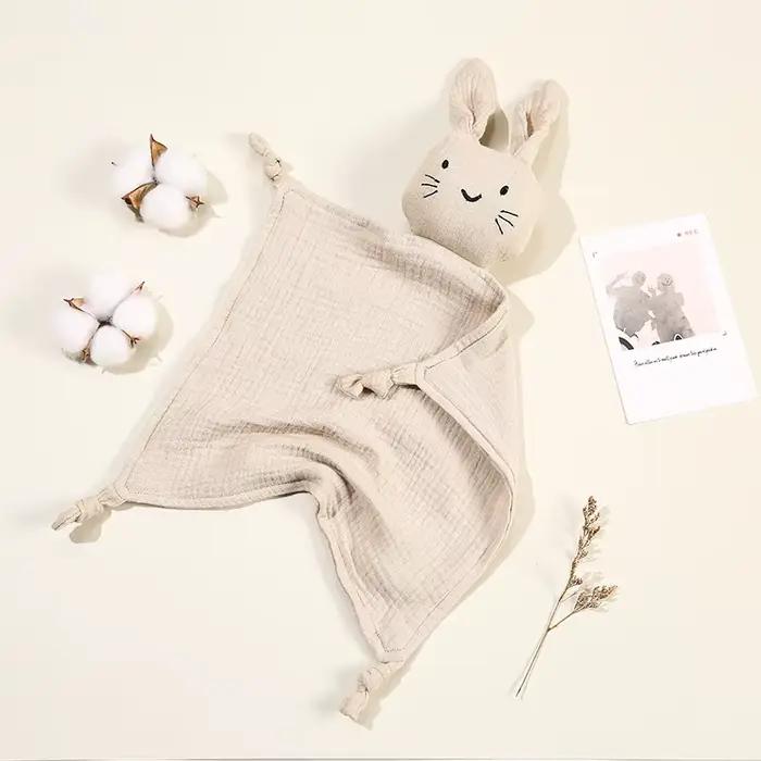 Couverture confortable en mousseline de coton pour bébé, poupée de chat mignon pour nourrissons, ser