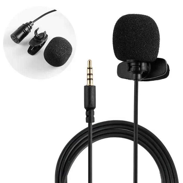 MC01A Portable externe 3.5mm mains libres Mini collier filaire pince revers Lavalier Microphone pour