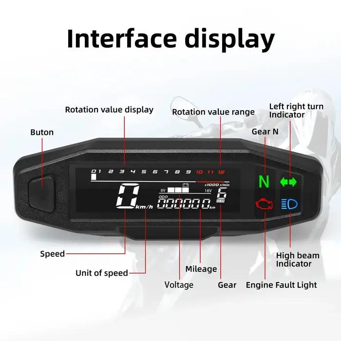 Compteur de vitesse numérique universel pour moto, tachymètre LED, panneau de comptage de carte Prad