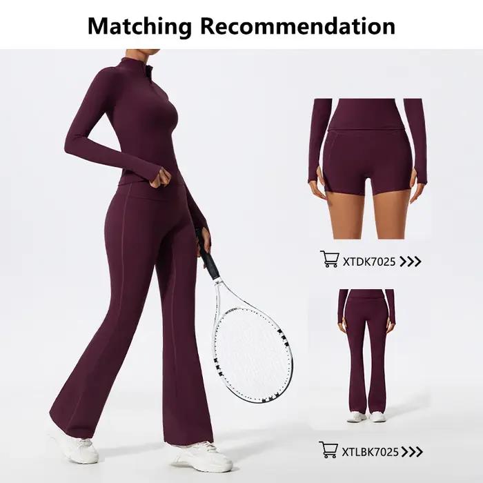 Hearuisavy – Nouveaux hauts de sport d'été à demi-zip et col montant, séchage rapide, pour yoga, fit