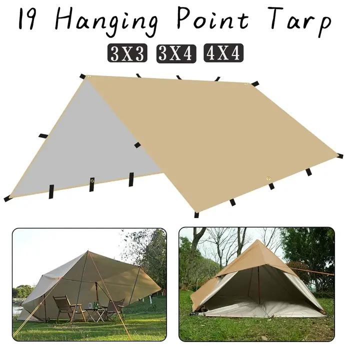 Tente de survie imperméable 4x4m avec 19 points de suspension pour camping et activités outdoor