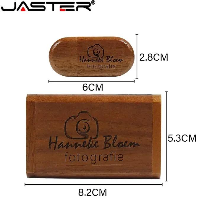 JASTER 10 PCS LOT USB Flash Drives 128GB boîte en bois Pen Drive 64GB gratuit Logo personnalisé Memo