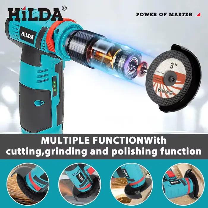 HILDA – Mini meuleuse d'angle Miniature Rechargeable 12V, avec lame de coupe à batterie, meuleuse de