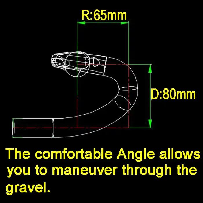 Guidon de vélo de route en carbone mat 37 Degrees Drop 80mm avec câblage entièrement intégré, ultral
