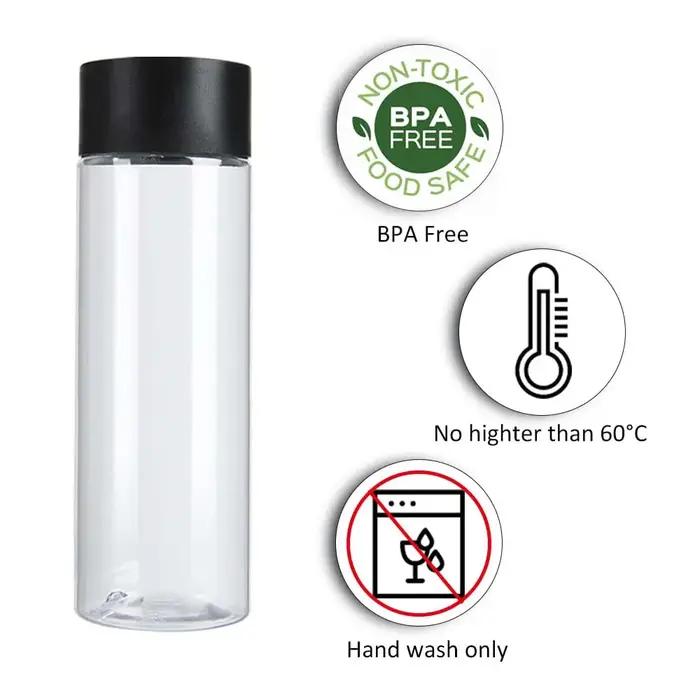 Paquet de 24 bouteilles de jus en plastique PET transparent de 10OZ avec couvercles noirs, bouteille