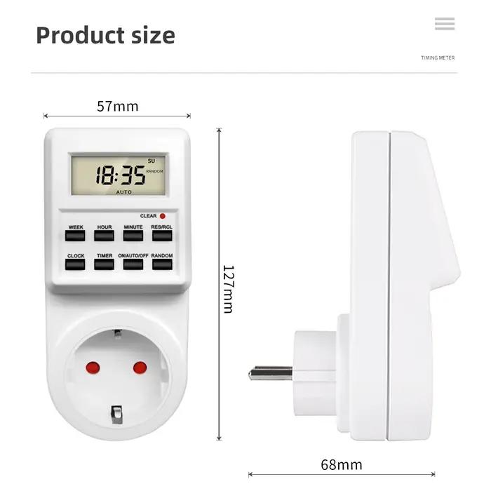 Minuterie numérique électronique, minuterie de cuisine programmable, prise de contrôle 220V EU US UK
