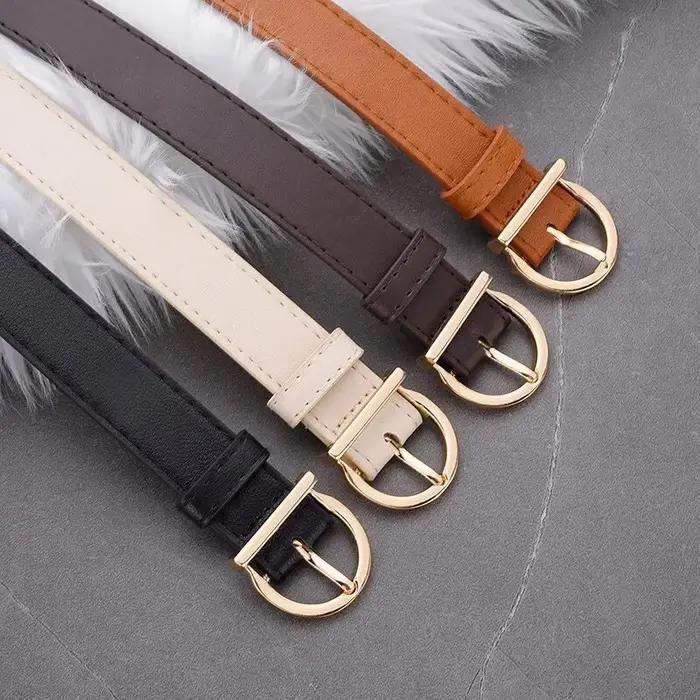 Ceinture en cuir PU coupe-vent pour femme, véritable, luxe, doux, pantalon cargo, jean, mode, broche